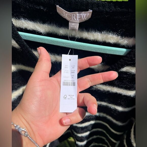 J Crew Striped Brushed Yarn Sweater Lady Jacket NWT - Picture 11 of 14